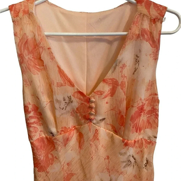 Vintage Y2K Faith Love & Passion peach and coral floral sheath midi dress - Picture 9 of 11